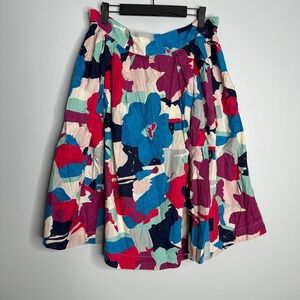 ModCloth x Emily and Fin Skirt Womens 1X Multicolor EUC Abstract Floral Pockets